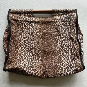 D&G Dolce & Gabbana Beachwear Leopard Beach Tote with wooden handles